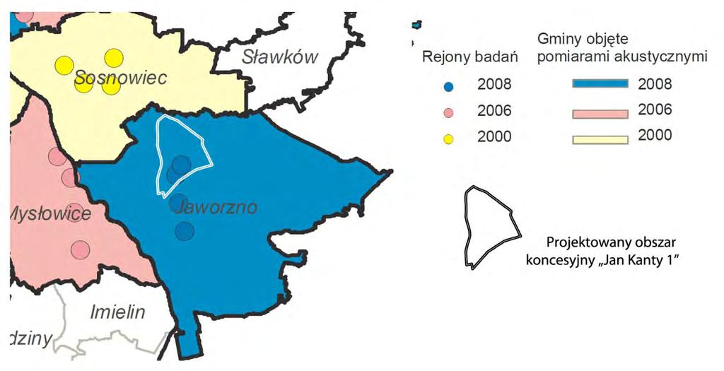 Rysunek 20. Lokalizacja stanowisk pomiarowych poziomu hałasu (Wrześniak A.