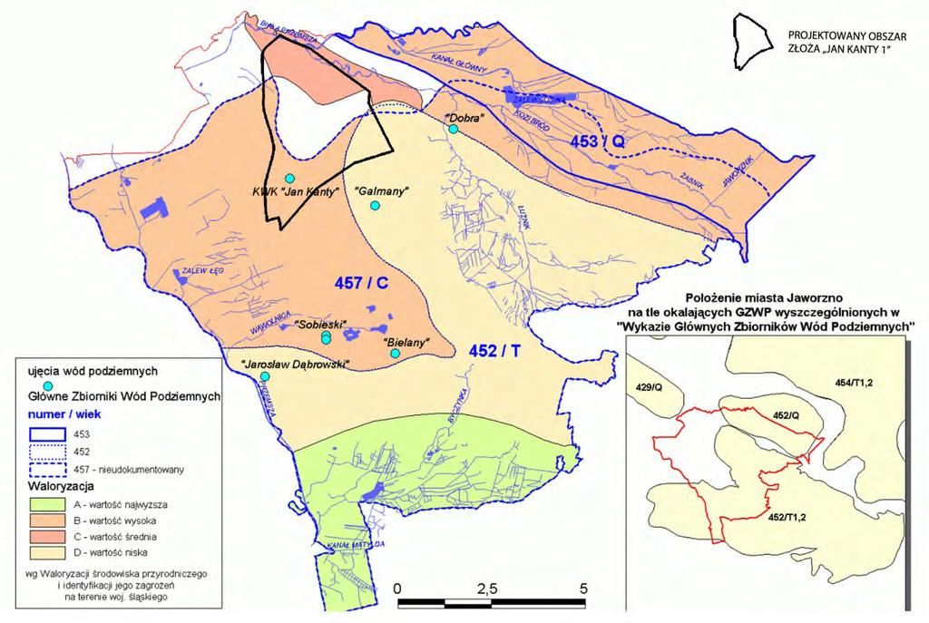 W profilu litologicznym omawianego złoża wydzielono trzy zasadnicze piętra hydrogeologiczne związane z przepuszczalnymi utworami poszczególnych jednostek stratygraficznych (rys. 7), tj.