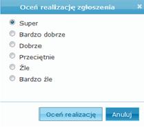 Otwiera się nam skala ocen, zaznaczamy odpowiednią pozycję
