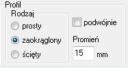 5. Dodatkowe informacje dla blatu można podad grubośd oraz poziom wstawienia blatu nietypowego w polach Parametry blatu ; można ustalid kierunek usłojenia płyty meblowej, z której zostanie wycięty