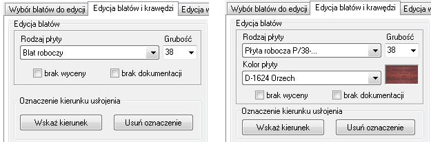 rys. 213 baza bez możliwości automatycznej wyceny blatów i z taką opcją możliwośd wybrania koloru blatu Blat wybrany do podglądu wyświetla się w następujący