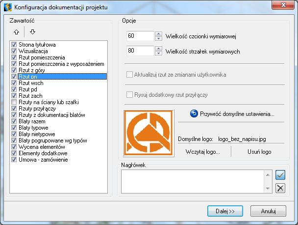 ROZDZIAŁ 23 Dokumentacja techniczna projektu 1. Uwagi wstępne Program CAD Kuchnie oferuje funkcję automatycznej generacji profesjonalnej dokumentacji technicznej projektu.