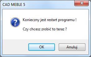 rys. 33 komunikat o konieczności zrestartowania programu O ile to możliwe, należy zrobid to natychmiast (jeśli dodawanie nowego kodu miało miejsce podczas pracy z programem np.