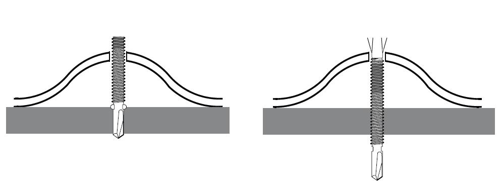 W przypadku montażu płyt włókno-cementowych do profili zamkniętych należy pamiętać, żeby długość wkrętów była tak dobrana do wymiaru wewnętrznego profilu, aby można było je swobodnie dokręcić.