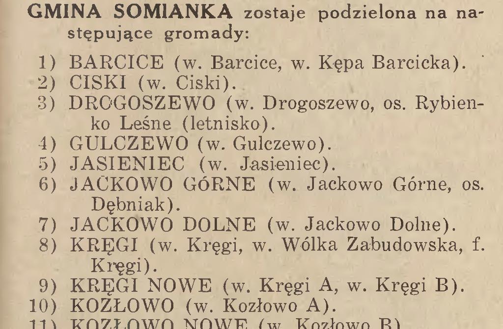 W związku z nowymi rozwiązaniami prawnymi w 1933 roku gminy wiejskie zostały podzielone na gromady w skład, których