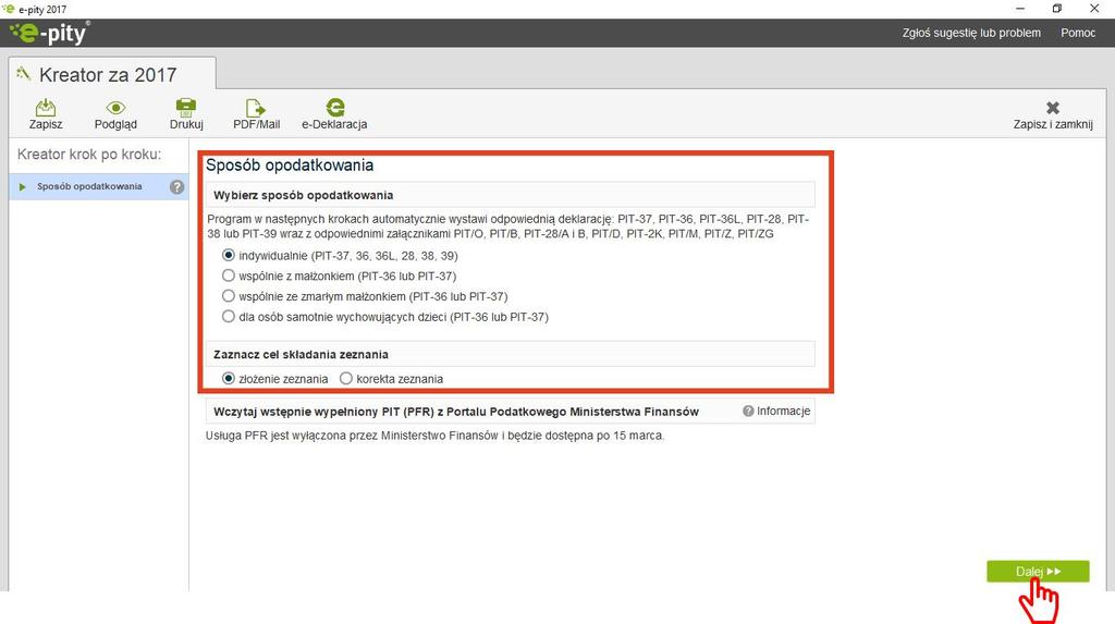 Wypełnienie formularza PIT-37 [8/43] o Wybieramy sposób