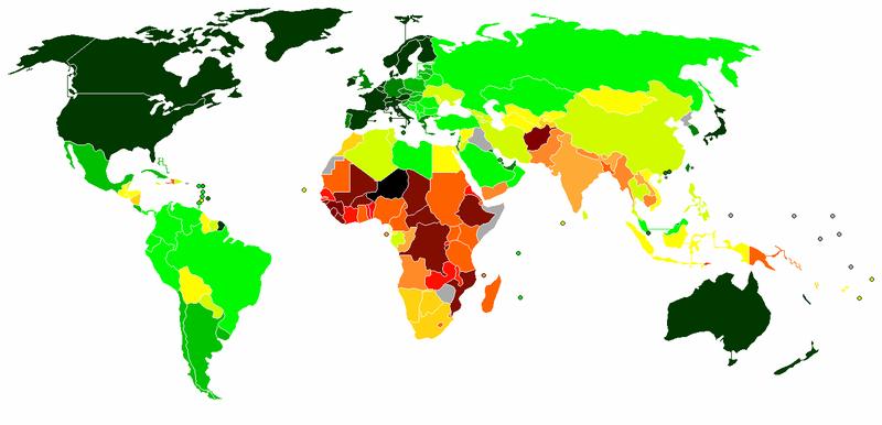World: UN Human Development Index 2009 0.950 and over 0.900 0.949 0.850 0.899 0.800 0.849 0.750 0.799 0.700-0.749 0.650 0.
