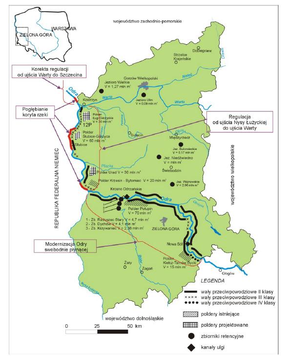 Kolejnym elementem zabezpieczającym przed powodzią są kanały przeciwpowodziowe, inaczej kanały ulgi. W województwie lubuskim typowy kanał ulgi znajduje się w Krośnie Odrzańskim.