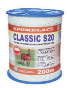 ......................2,0 kg Nr kat.: 105-030-011 CLASSIC S40 Biała 100 m Szerokość taśmy:.................4,0 cm Ilość drucików:....................6 szt.