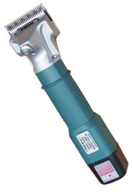 ARTYKUŁY HODOWLANE 77 Strzyżenie koni Maszynka do strzyżenia koni Equi-Clip AKKU A1600 Charakterystyka techniczna: długość: 315 mm waga z baterią: 1180 g prędkość strzyżenia: ok.
