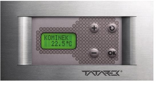 RT 08K KOMINEK PLUS Sterownik do kominków z płaszczem wodnym 16 TITANIUM DESIGN OPIS Sterownik z wyświetlaczem LCD do obsługi układów grzewczych zasilanych z kominka z płaszczem wodnym.