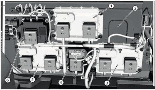 Hydrostatic axial piston pump with a control port, a cradle supported swashplate and a swashplate actuating piston 1, 4, 6 elektroniczny moduł sterujący