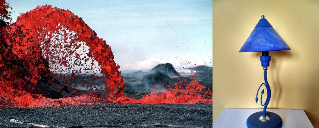 CLIL w praktyce Ryc. 36. Rebus związany z tematem lekcji (lava lamp). Zdjęcie po lewej: Dziesięciometrowa fontanna lawy na Hawajach, autor: Jim D. Griggs, Służba Geologiczna Stanów Zjednoczonych.