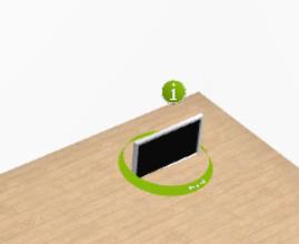 Urządzanie 3D Przy użyciu zielonego pierścienia obracamy telewizor w