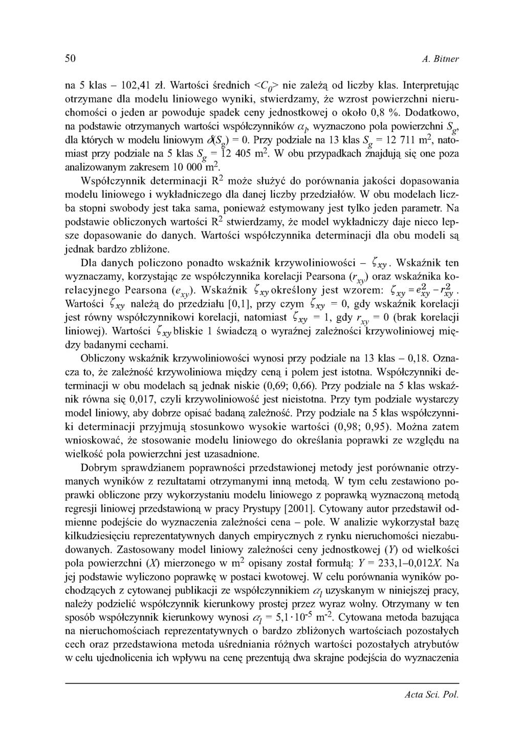 50 A. Bitner na 5 klas - 102,41 zł. Wartości średnich <Cq> nie zależą od liczby klas.