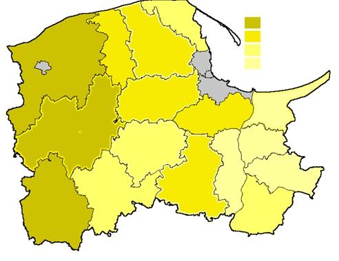Aktualnie najwięcej gospodarstw ekologicznych zlokalizowanych jest w podregionie słupskim (gdzie prym wiodą powiat słupski - 123 i bytowski - 113), następnie w podregionie Żuław i Powiśla (przoduje