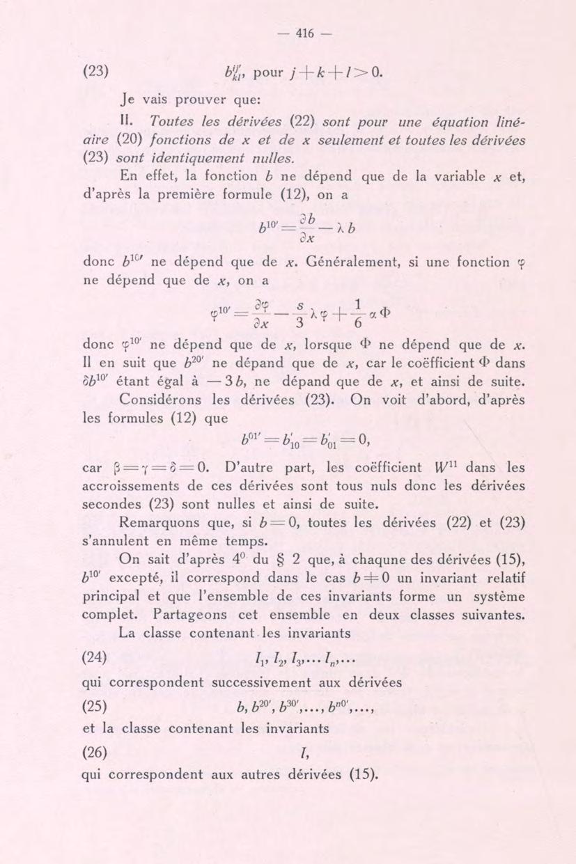 416 - (23) b%, pour ;+A: + />0. Je vais prouver que: II.