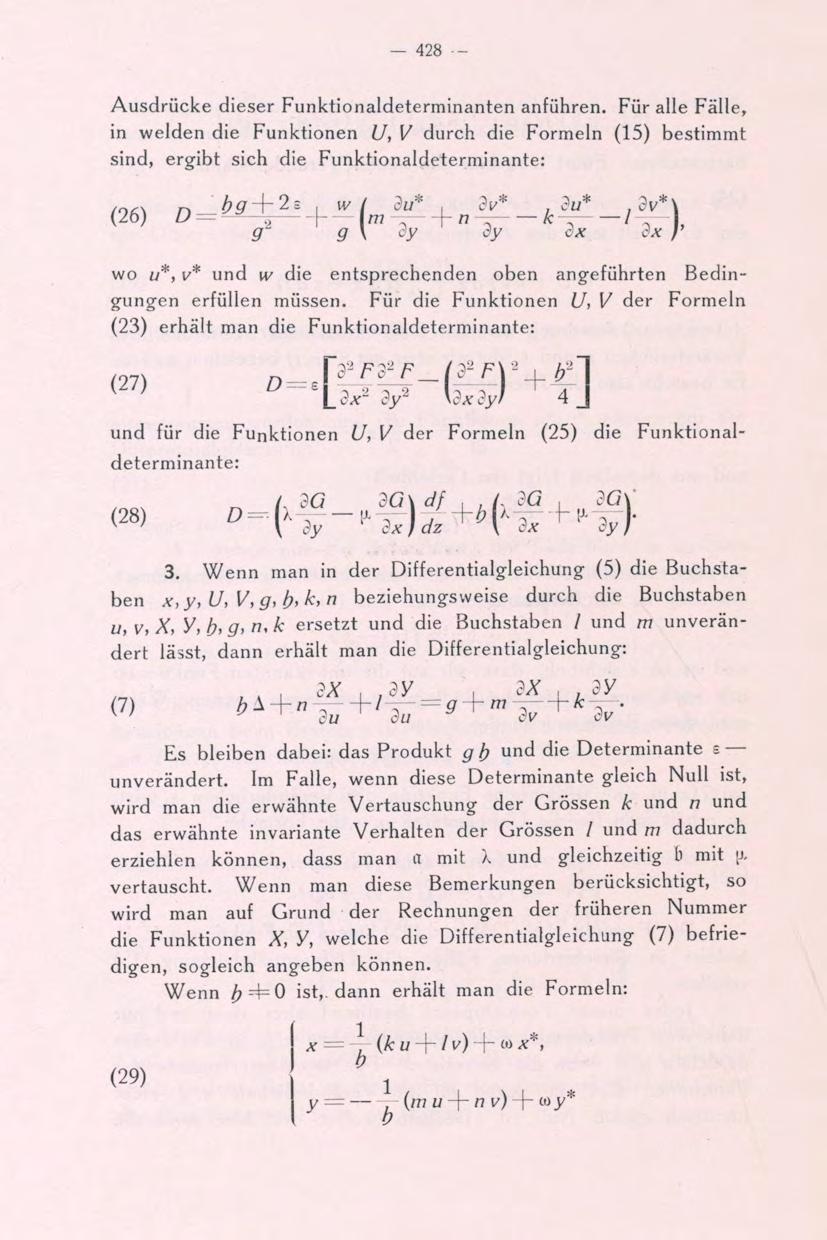 428 - Ausdrücke dieser Funktionaldeterminanten anführen.