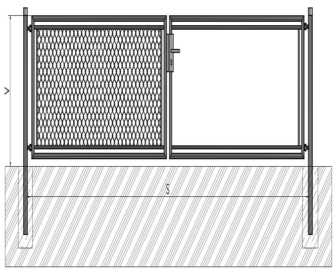 BRAMA OGRODOWA DWÓCH SKRZYDŁOWA (BDZ) Słupki Rama bramy Wypełnienie Wykończenie Rurka ø 60mm x 2,00mm Rurka ø 38mm x 1,50mm Siatka klasyczna powlekana PCV, Wielkość oka 50mm CYNK + PCV (RAL6005) BDZ