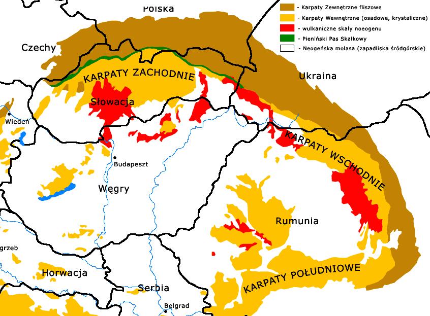 Budowa geologiczna Polski Alpejskie pasmo fałdowe Alpidy Fałdowanie alpejskie, którego kulminacja przypadła na przełom paleogenu i neogenu, objęło Europę Południową oraz południową część Europy