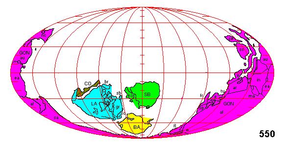 Historia Ziemi wczesny kambr Gondwana Superkontynent Rodinia zaczyna się rozpadać. Jako pierwsze odłączają się Laurazja, Bałtyka oraz Syberia. Pomiędzy nimi rozwija się Ocean Iapetus.