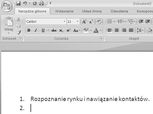 27. Jak utworzyć listę numerowaną? Często chcemy, by poszczególne akapity były poprzedzone kolejnymi numerami.