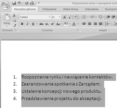 Zaznaczamy fragment tekstu (rysunek 27