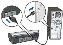 podłączony do portu USB komputera. Po prawidłowym podłączeniu kabla wyłącz urządzenie HP Deskjet, a następnie włącz je ponownie.