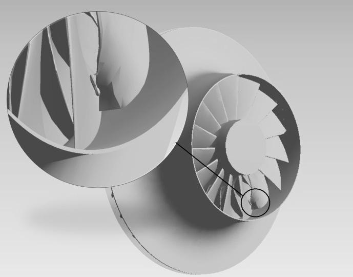 2 Wybrane parametry charakteryzujące stan techniczny wirnika sprężarki uszkodzonego zawleczką Parametr Jednostka Wynik Maksymalne całkowite przemieszczenie [m] 0,15496 Rys. 14.