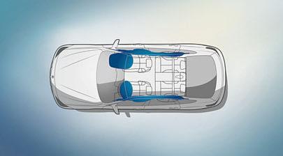 Poduszki powietrzne kierowcy i pasażera oraz poduszki boczne wbudowane w oparcia przednich foteli zapewniają odpowiednią ochronę w razie