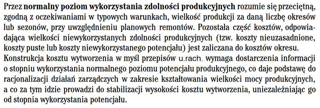 Normlany poziom produkcji Walińska, Ewa. MERITUM Rachunkowość.