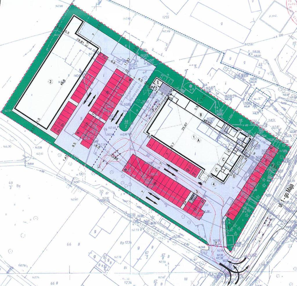 PRZEZNACZENIE NIERUCHOMOŚCI Poniżej prezentujemy przykładowy projekt zagospodarowania terenu oferowanej nieruchomości wraz z planem zagospodarowania działki sąsiedniej - sklepu Netto.