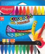 Pastele olejne Color Peps kredki Pastele olejne w postaci klasycznych sztyftów o trójkątnym przekroju. Długość kredki 7,6 cm, przekrój 1,1 cm.