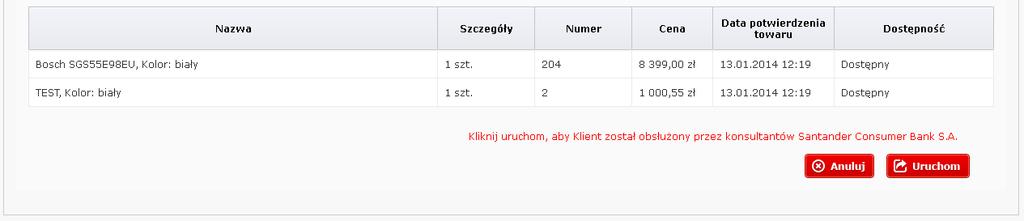 Po kliknięciu na przycisk Pokaż wyświetlane są dane wybranego wniosku: o W pierwszej części znajdują się dane dot. złożonego wniosku i klienta oraz informacja o ewentualnej wpłacie własnej.