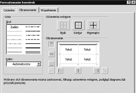 UWAGA Jeśli pomyliliśmy się i ustawiliśmy element tabeli, którego nie chcieliśmy zmieniać, to możemy zaznaczyć ten element tabeli na liście wszystkich elementów w oknie ustawienia nowego stylu tabeli