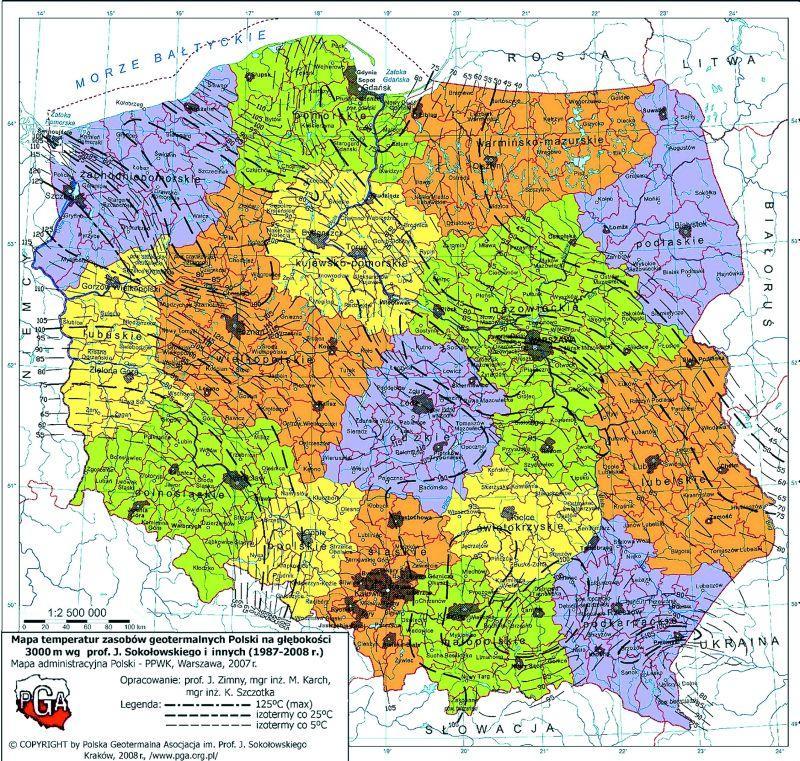 koniecznością kosztownych odwiertów próbnych. Aktualnie brak danych na temat możliwości wykorzystania zasobów geotermalnych na terenie Gminy Dubeninki. Rysunek 4. Zasoby geotermalne Polski 6.6.5.