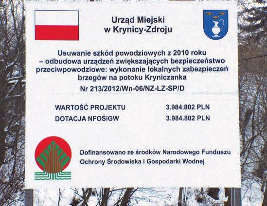 przy ulicy Kraszewskiego 173 do kładki pieszej zlokalizowanej w obrębie biurowca MPGK. Przepływająca przez środek miasta Kryniczanka wielokrotnie już dała się we znaki mieszkańcom Krynicy.