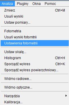 Aby tego dokonać wróć do programu SalsaJ i przejdź do MENU ANALIZA, a następnie wybierz