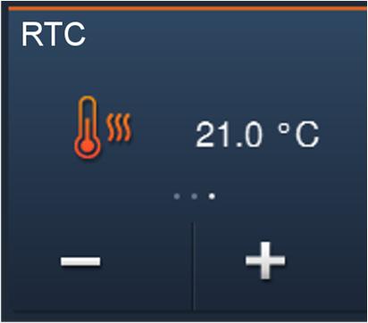 Obsługa Regulator temperatury pomieszczenia (wersja podstawowa) Za pomocą elementu obsługowego dla regulatora temperatury pomieszczenia można sterować urządzeniami klimatyzacyjnymi.