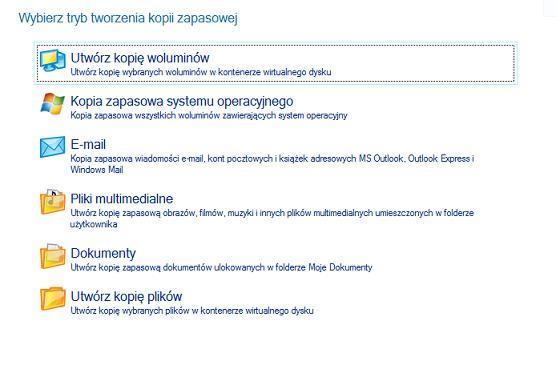 27 3. Wybierz Kopia plików aby stworzyć na kilku poziomach virtual container. Proszę pamiętać, że ten tryb nie pomoże przy przywracaniu systemu operacyjnego. 4.