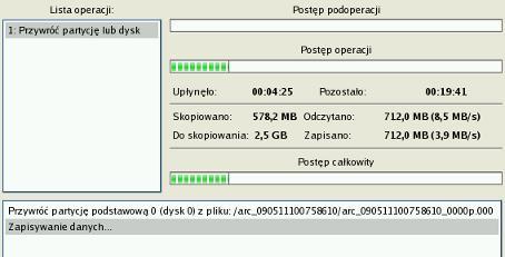 71 9. W oknie Postępu wyświetlany jest szczegółowy raport w czasie rzeczywistym zawierający informacje na temat wszystkich akcji wykonywanych przez program. 10.