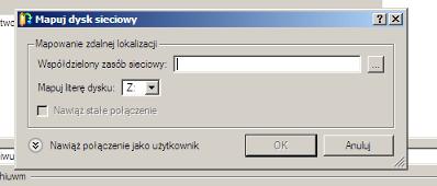 75 W tym celu należy wywołać okno mapowania dysku sieciowego, klikając odpowiedni przycisk; Kliknij standardowy przycisk przeglądania [.