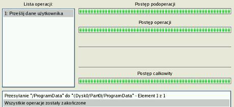 97 11. W oknie Postępu wyświetlany jest szczegółowy raport w czasie rzeczywistym zawierający informacje na temat wszystkich akcji wykonywanych przez program. 12.