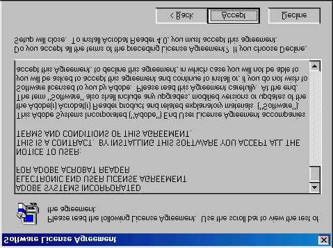 Kliknij Accept, aby zaakceptować umowę licencyjną i
