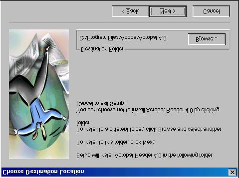 4. Pojawi się okno przedstawione na rysunku 16. Kliknij 'Next'. Acrobat Reader 4.0 zostanie teraz zainstalowany.