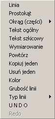 Menu Szkic Komendy z tej grupy uŝywane są do poprawy optycznego wyglądu projektu (np. do narysowania logo firmy).