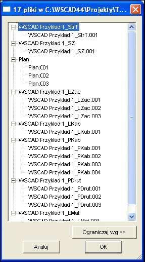 Drukowanie projektu Wydrukowane zostaną wówczas wyłącznie pliki, których data zgodna jest z określonym filtrem.