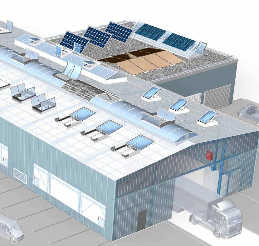 NAPĘDY SYSTEMÓW ODDYMIANIA I OD- PROWADZANIA CIEPŁA ORAZ WENTYLACJA PNEUMATYCZNE WENTYLACJA ELEKTRYCZNE CO 2 bar 24V 230V 24V 230V ZALETY: duże prędkości otwierania niskie koszty eksploatacji SYSTEM