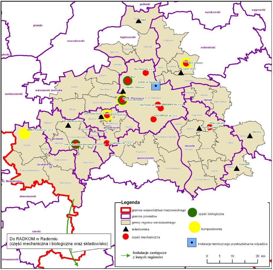 źródło: Wojewódzki Plan Gospodarki Odpadami dla Mazowsza na lata 2012-2017 z uwzględnieniem lat 2018-2023. Zgodnie z danymi GUS region zamieszkuje około 2 746 090 8 mieszkańców.