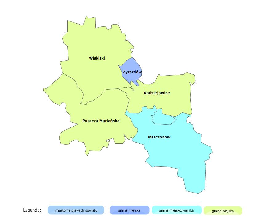 Rysunek 1. Gmina Radziejowice na tle powiatu żyrardowskiego Źródło: www.administracja.mswia.gov.